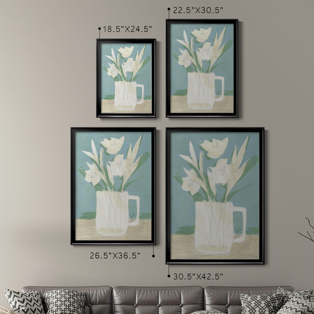 Muted Spring Arrangement III - Modern Framed Canvas Print