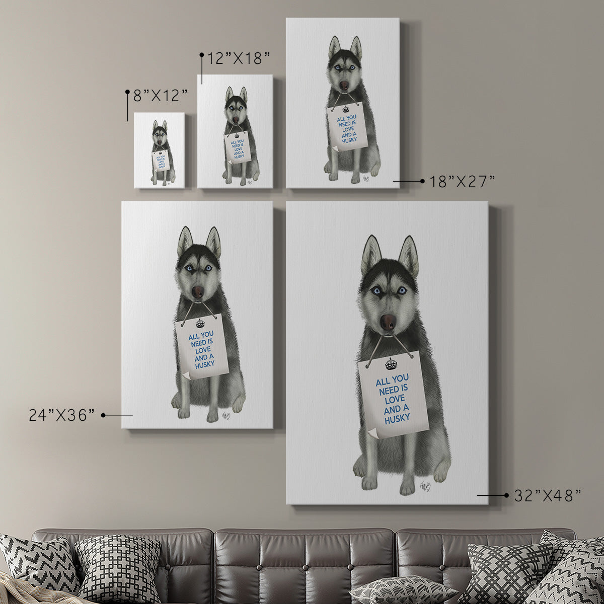 Love and Husky Premium Gallery Wrapped Canvas - Ready to Hang