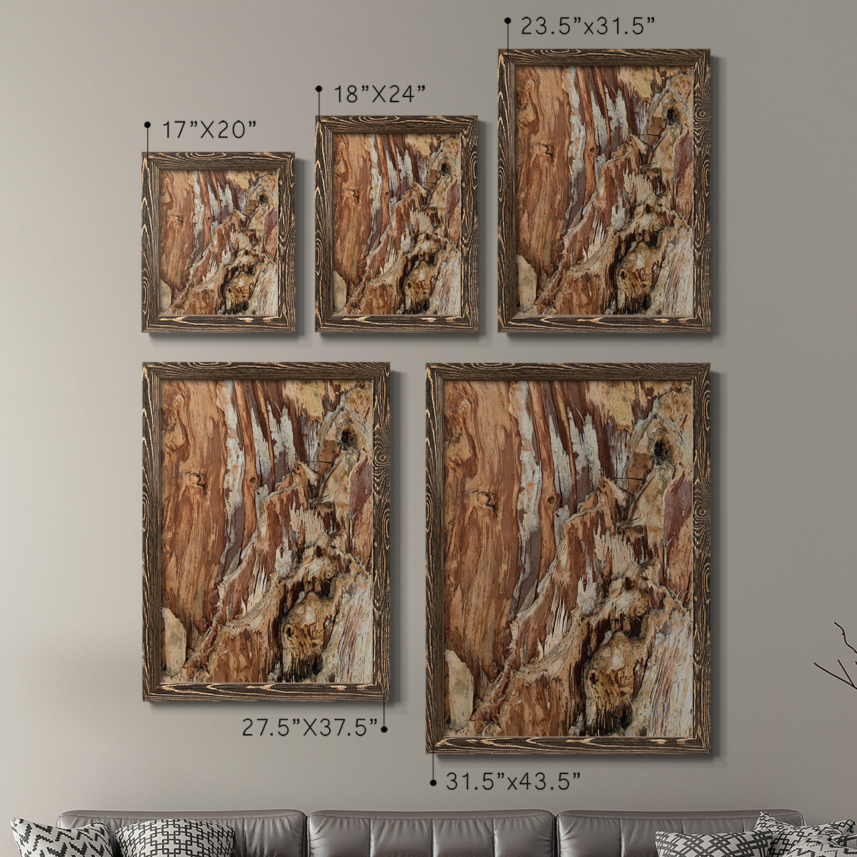 Tree Texture Triptych I - Premium Framed Canvas 2 Piece Set - Ready to Hang