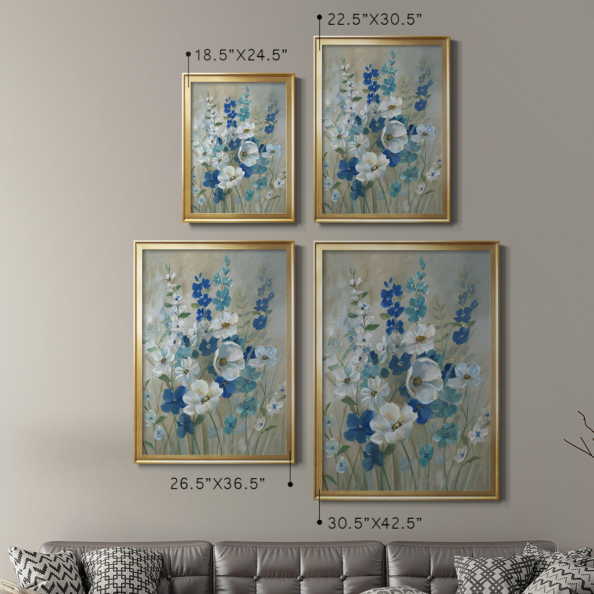 Blue Garden I - Modern Framed Canvas Print