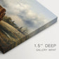 Canvas art print of two horses grazing in open pasture, highlighting texture and gallery-wrapped edges
