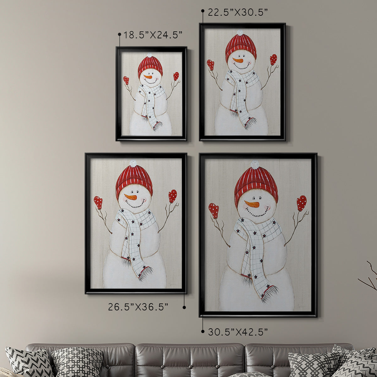 Festive Snowman III - Modern Framed Canvas Print