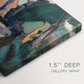 Canvas art print of a garden landscape with figure and dense greenery, highlighting texture and gallery-wrapped edges