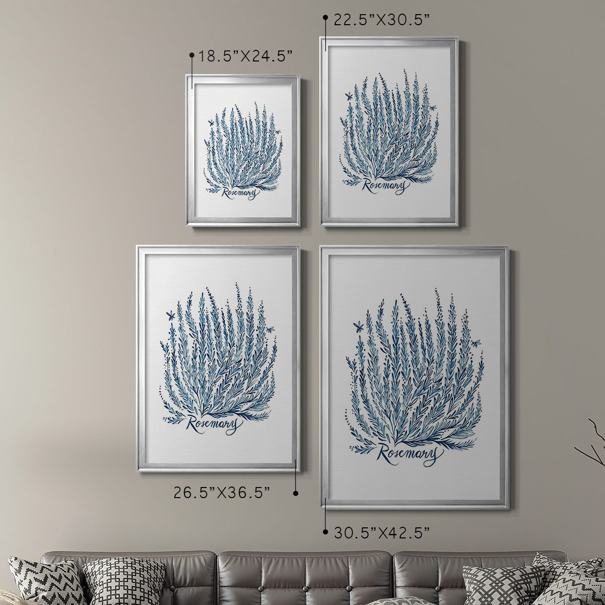 Summer Herb Garden Sketches III - Modern Framed Canvas Print