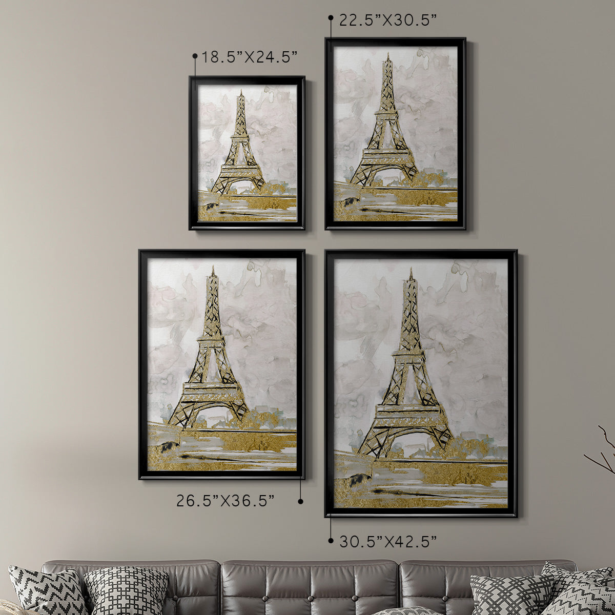 Eiffel Tower Glitz - Modern Framed Canvas Print