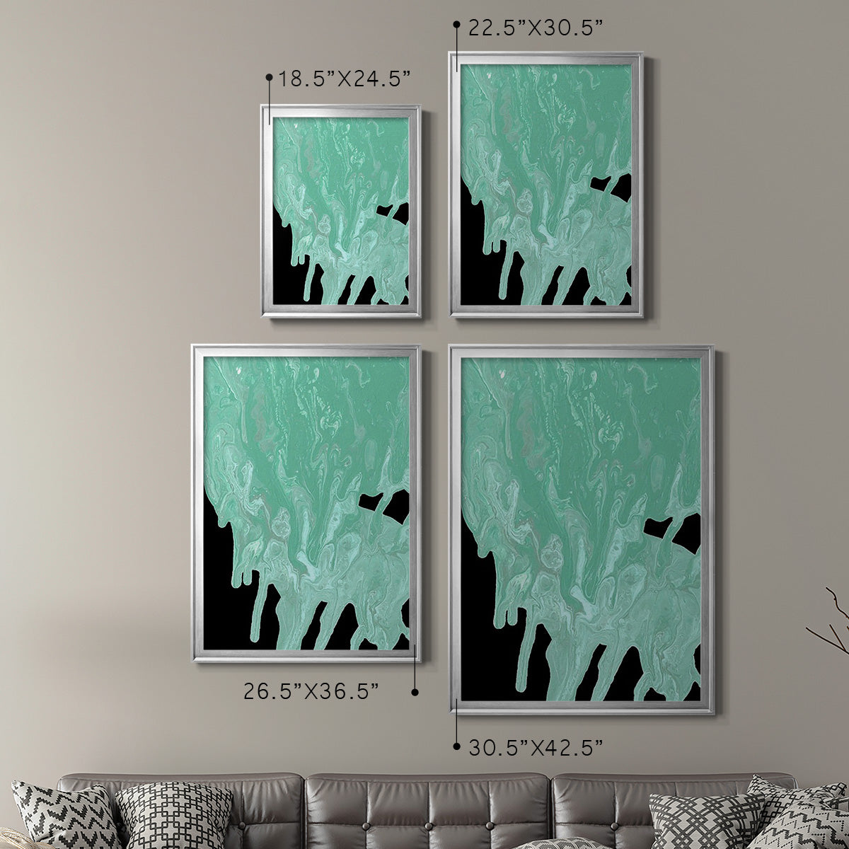 Teal Cascade I - Modern Framed Canvas Print