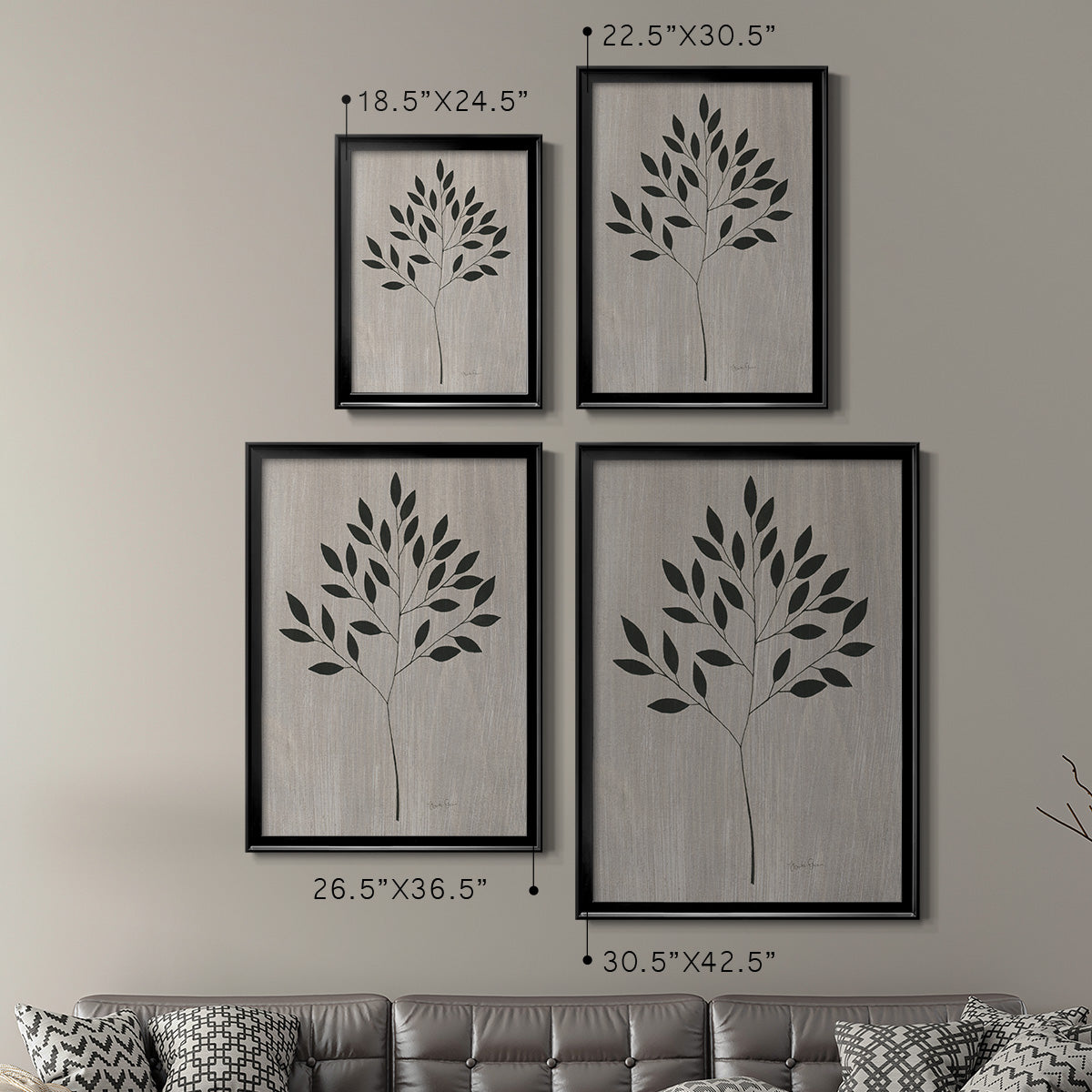 Leaves and Wood I - Modern Framed Canvas Print