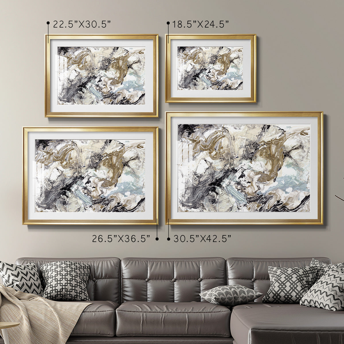 Marbelized Abstract - Modern Framed Art Print