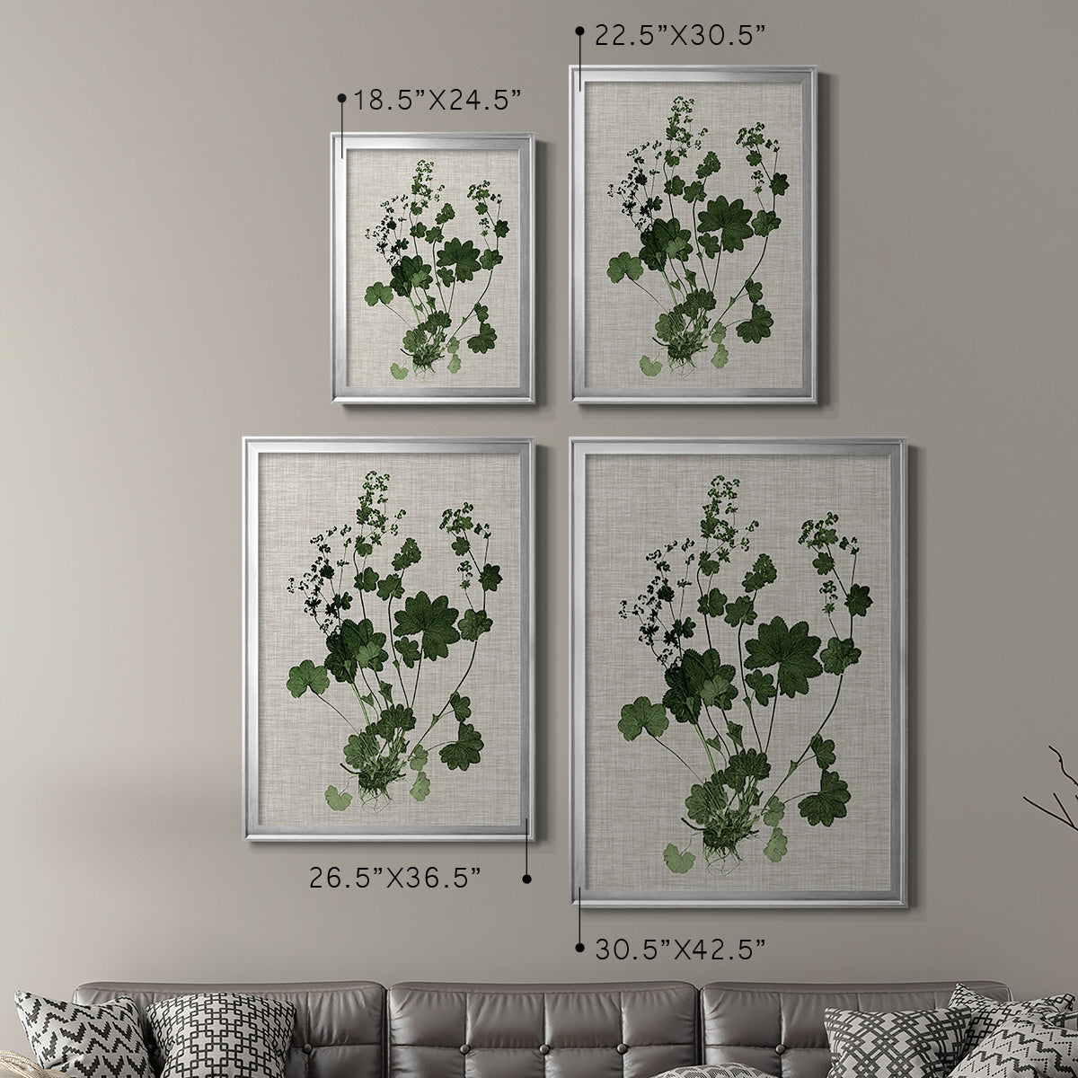 Forest Foliage on Linen III - Modern Framed Canvas Print