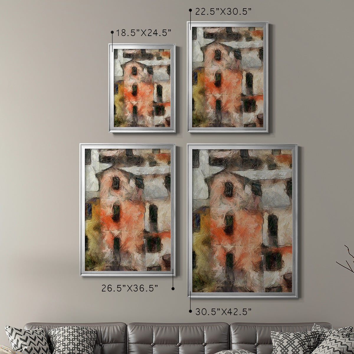 Stacked Houses IV - Modern Framed Canvas Print