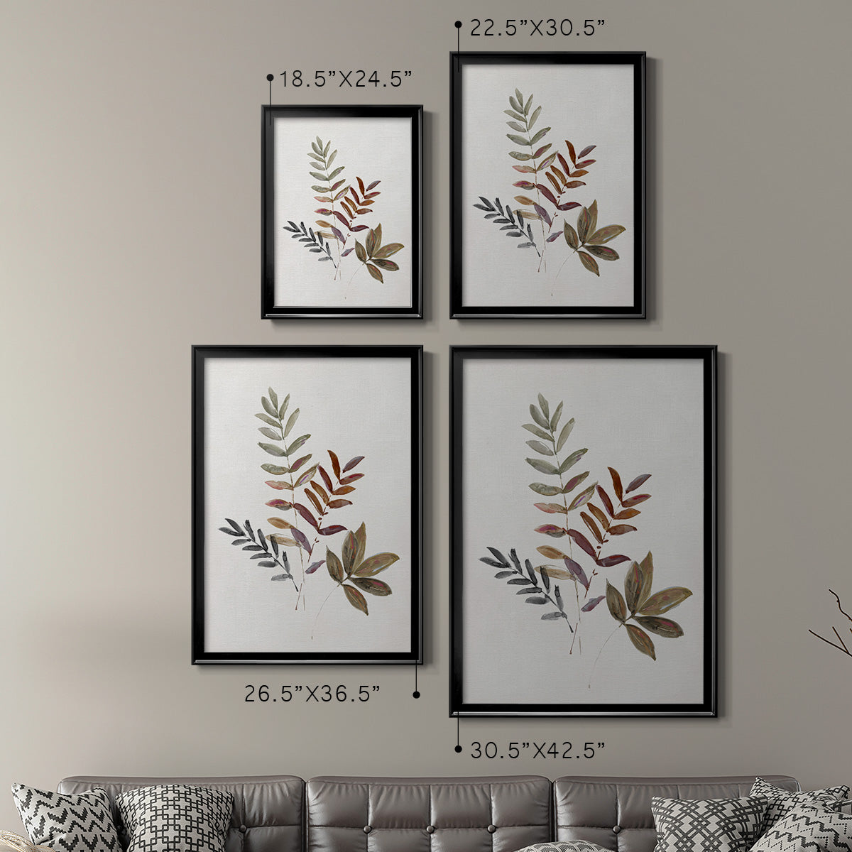 Autumn Leaves III - Modern Framed Canvas Print