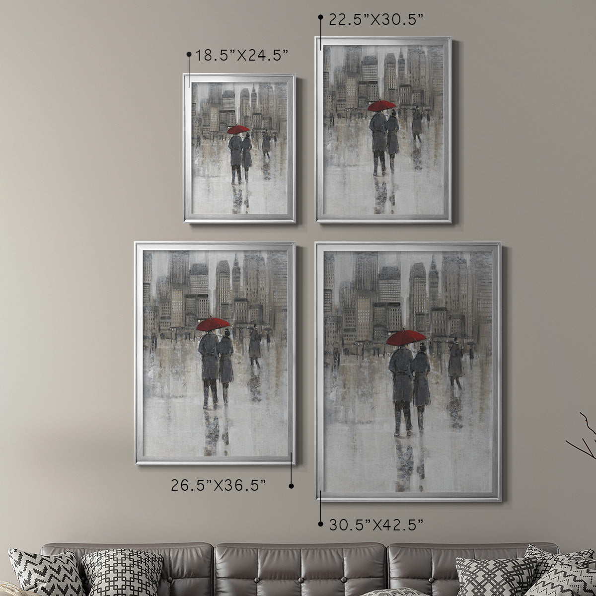 Rain in The City I - Modern Framed Canvas Print