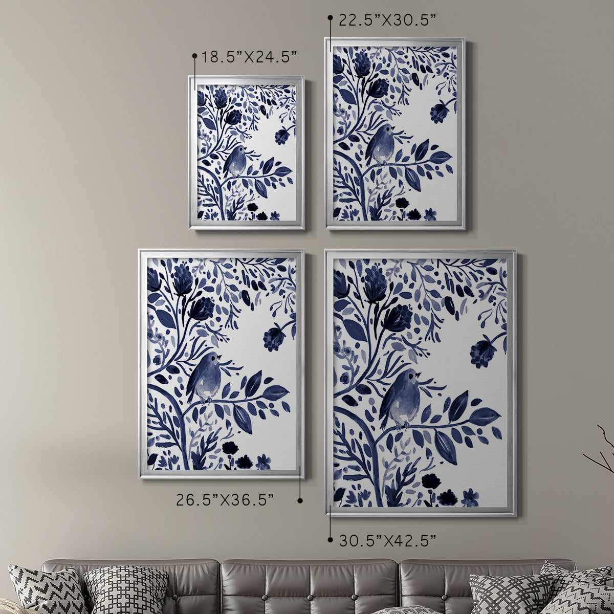 Indigo Song I - Modern Framed Canvas Print