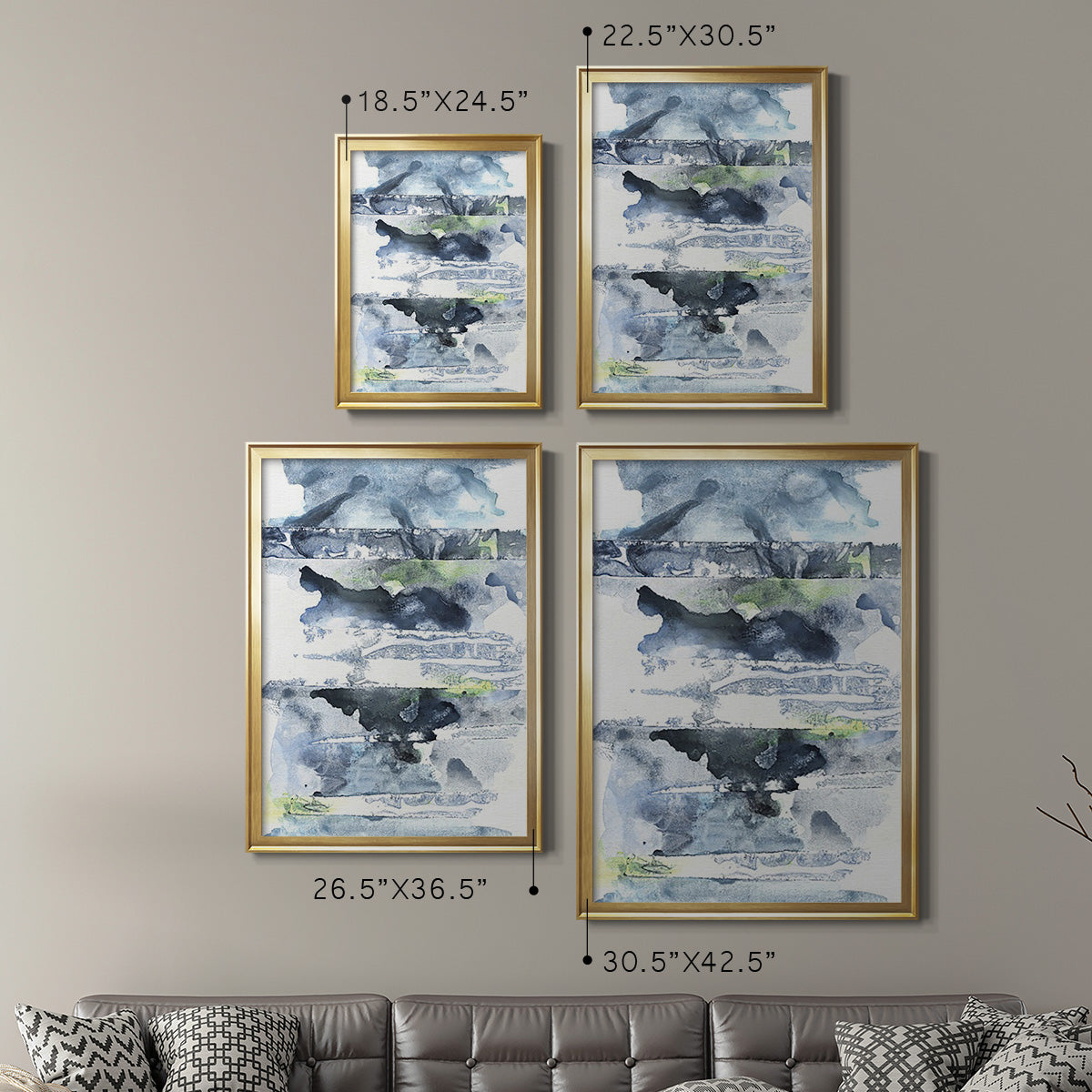 Blue Memories II - Modern Framed Canvas Print
