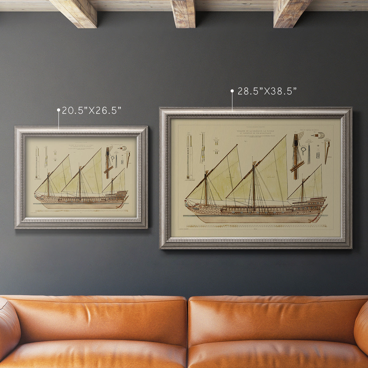 Antique Ship Plan VI Premium Framed Canvas- Ready to Hang