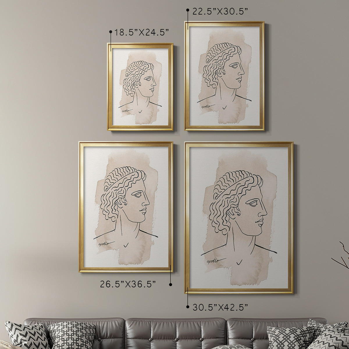 Greek Busts IV - Modern Framed Canvas Print