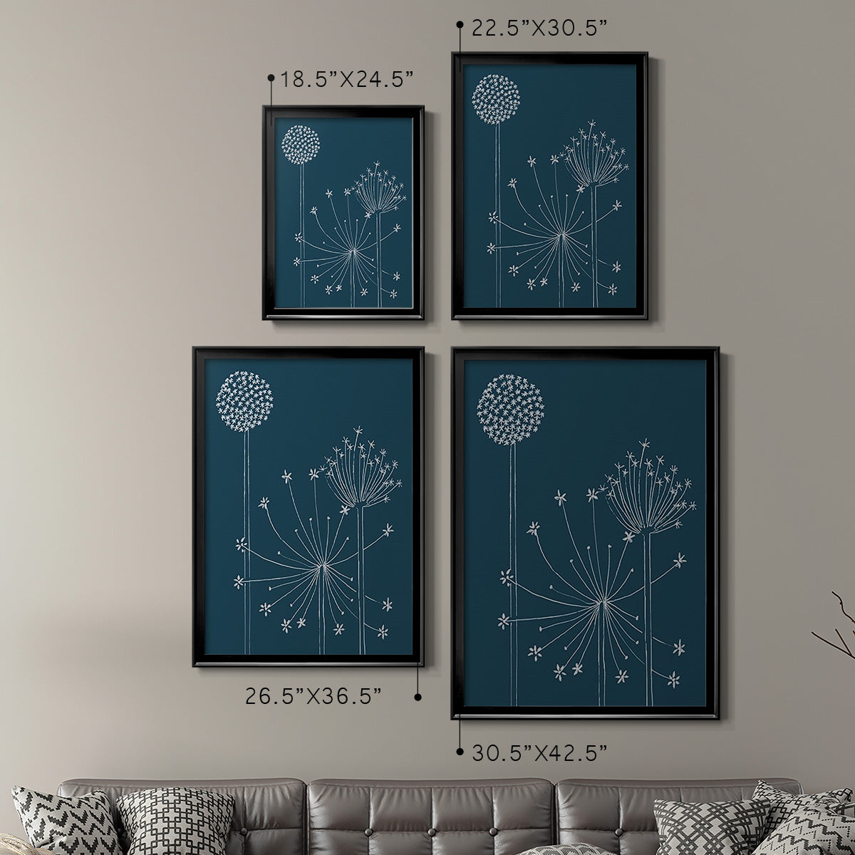 Graphic Alliums I - Modern Framed Canvas Print