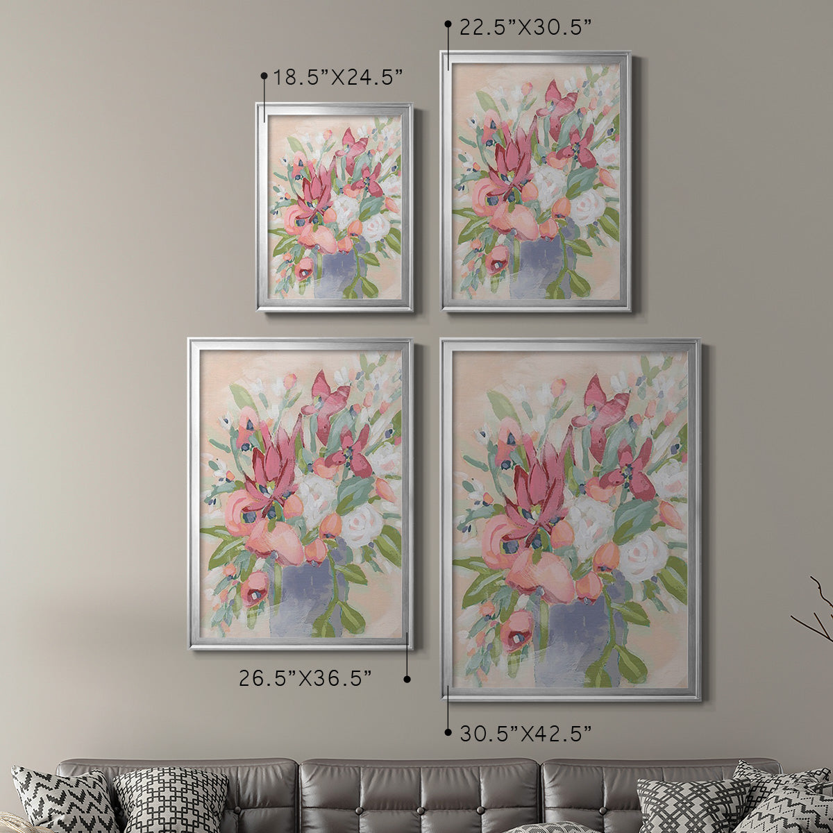 Blush Array I - Modern Framed Canvas Print