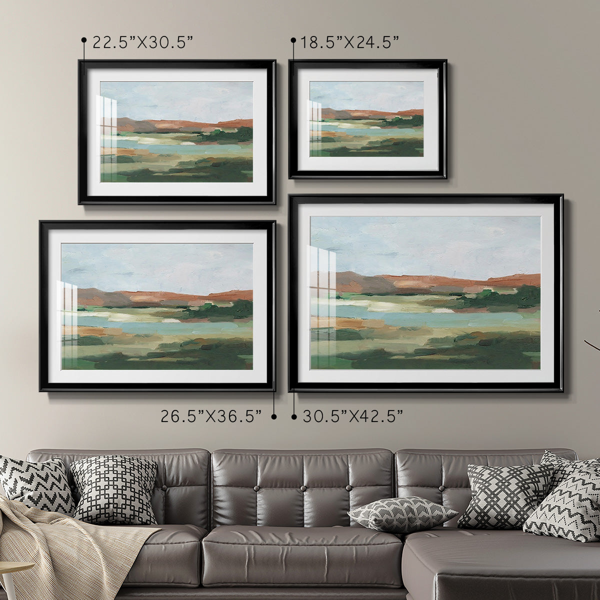 Autumn River Crossing I - Modern Framed Art Print