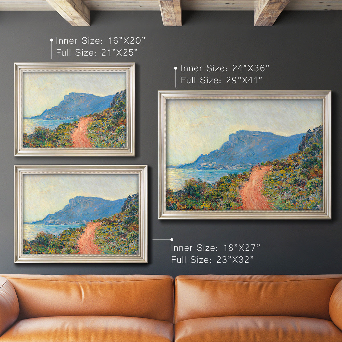 Affiche La Corniche près de Monaco Peinture - Ornate Framed Canvas Print