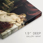 Canvas art print of a reclining Venus with seated organist and Cupid in rich interior setting, highlighting texture and gallery-wrapped edges