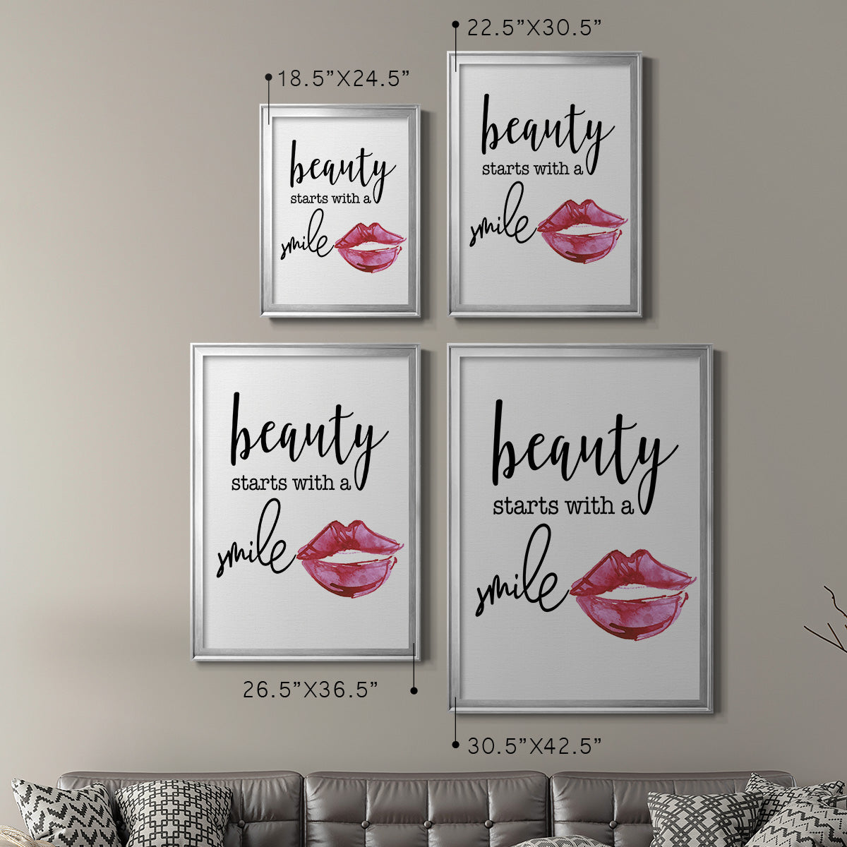 Beauty Starts With A Smile - Modern Framed Canvas Print