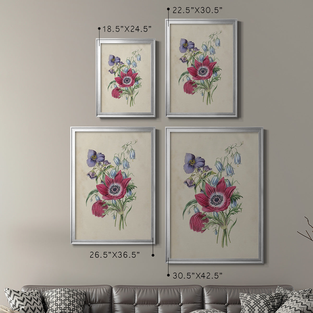 Antique Garden Bouquet I - Modern Framed Canvas Print