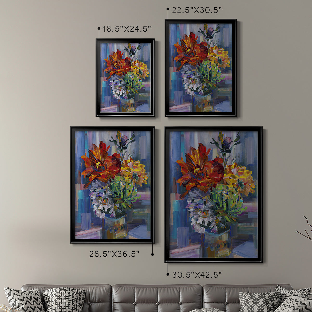 Modern Bouquet - Modern Framed Canvas Print