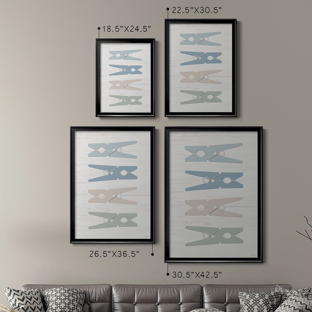 Laundry Pins - Modern Framed Canvas Print