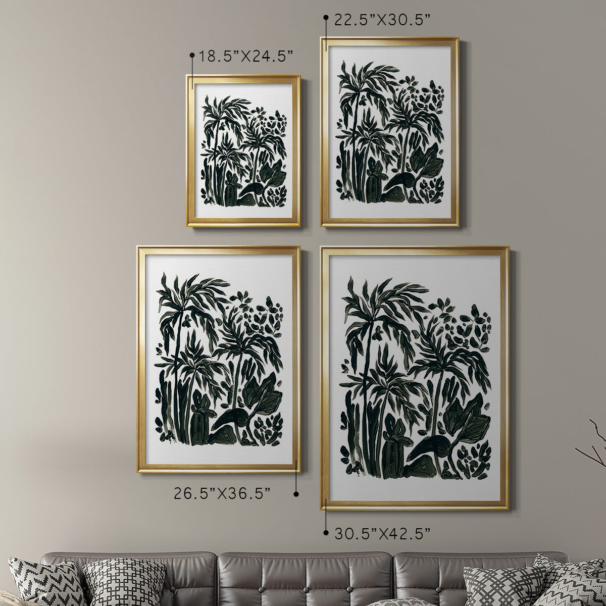 Ink Jungle III - Modern Framed Canvas Print