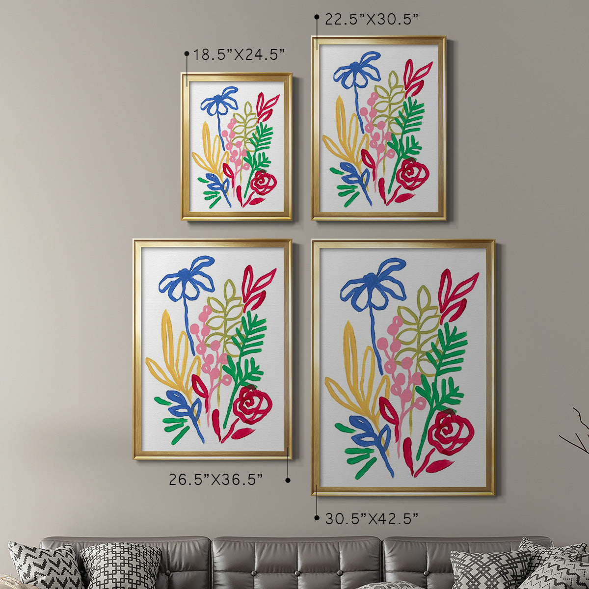 Bold Brushstroke Blooms I - Modern Framed Canvas Print