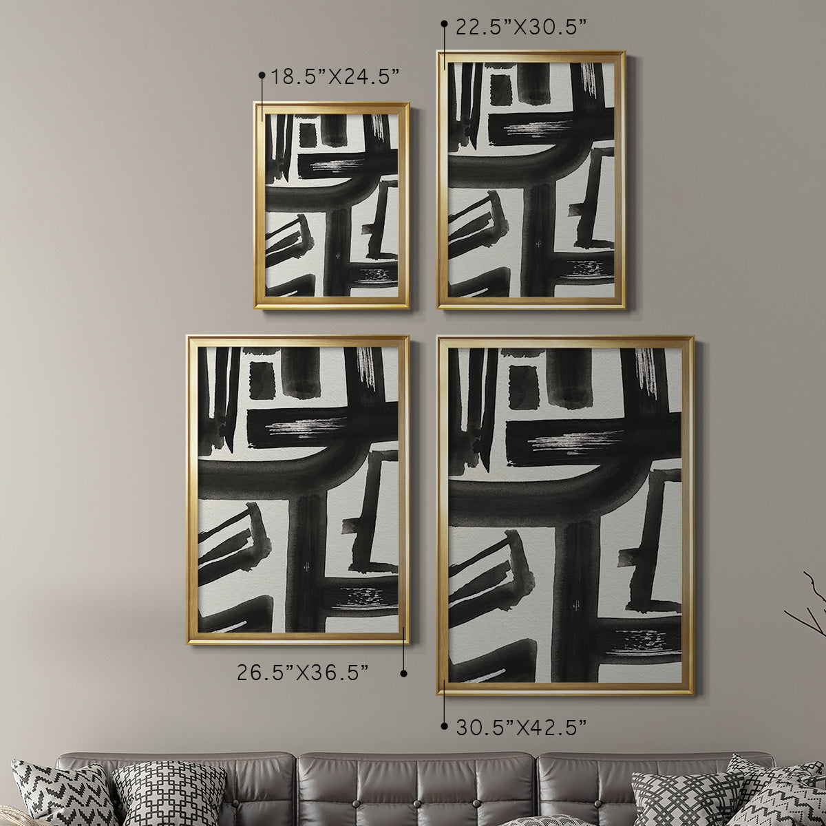 Inkwell Intersect II - Modern Framed Canvas Print