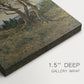 Close-up of a gallery-wrapped canvas corner showing a quiet nature view with soft textures, highlighting texture and print detail.