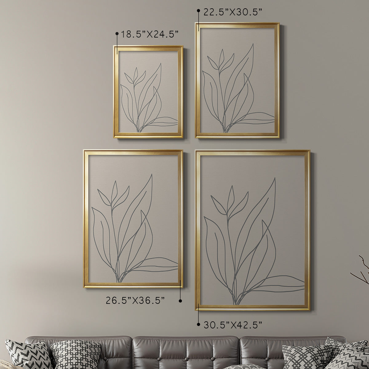 Neutral Lines I - Modern Framed Canvas Print