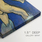 Close-up of a gallery-wrapped canvas corner showing a simplified composition with a single figure, highlighting texture and print detail.