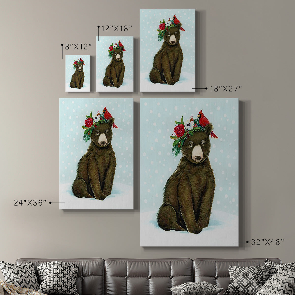 Winter Woodland Creatures with Cardinals I Premium Gallery Wrapped Canvas - Ready to Hang