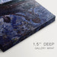 Close-up of a gallery-wrapped canvas corner showing a quiet composition with figures floating on still water, highlighting texture and print detail.