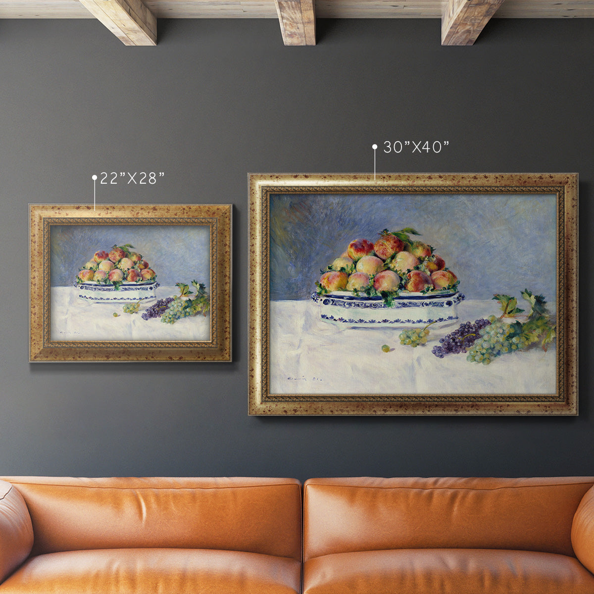 Still Life with Peaches and Grapes Premium Framed Canvas- Ready to Hang