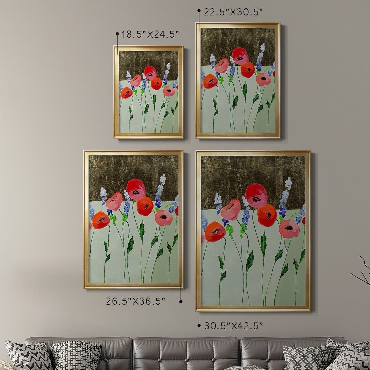 Poppy Party - Modern Framed Canvas Print