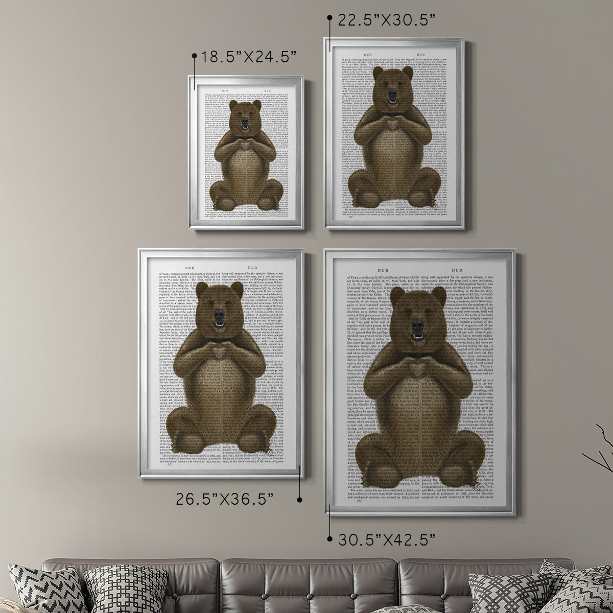 Bear and Hand Heart - Modern Framed Canvas Print