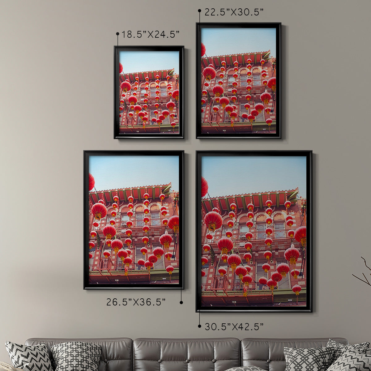 Lovely Lanterns II - Modern Framed Canvas Print