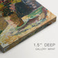 Close-up of a gallery-wrapped canvas corner showing a stylized still life with expressive texture, highlighting texture and print detail.
