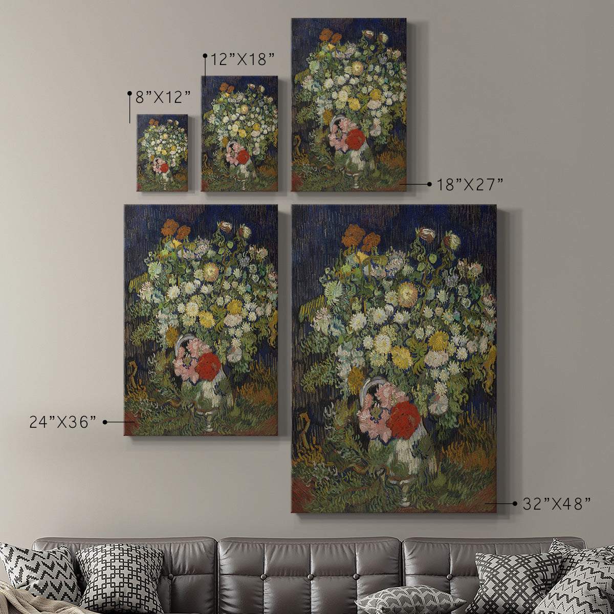 Bouquet of Flowers in a Vase - Canvas Art Print