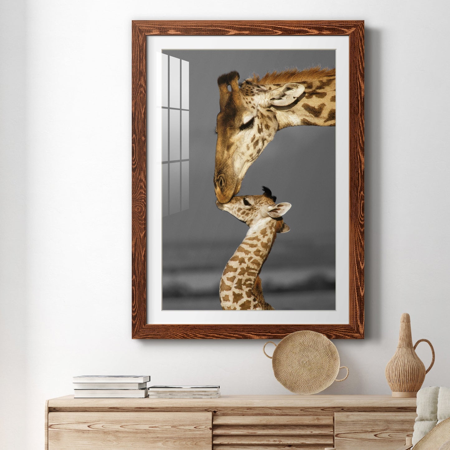 Masai Mara Giraffe Family - Premium Framed Print - Distressed Barnwood Frame - Ready to Hang