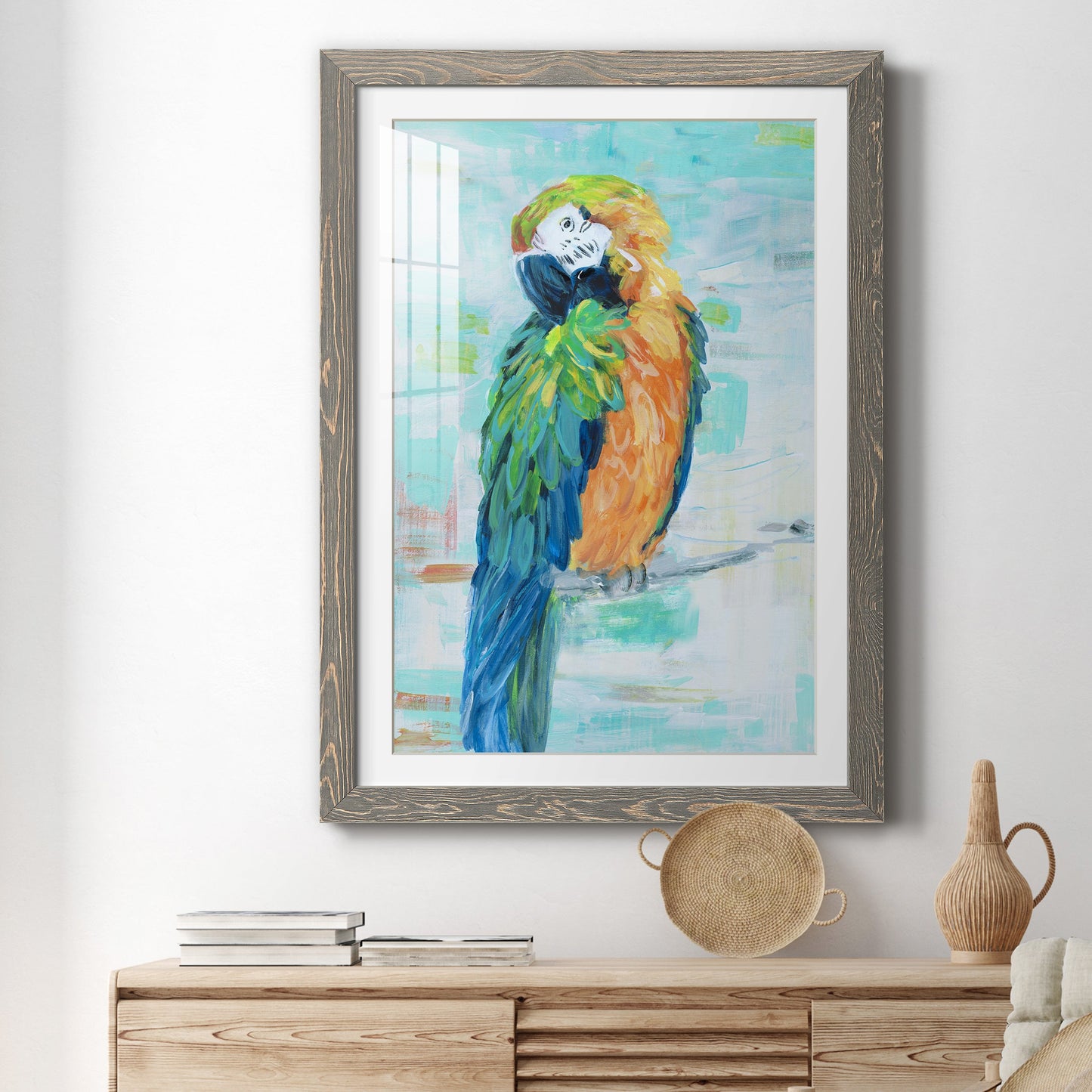 Island Parrot II - Premium Framed Print - Distressed Barnwood Frame - Ready to Hang