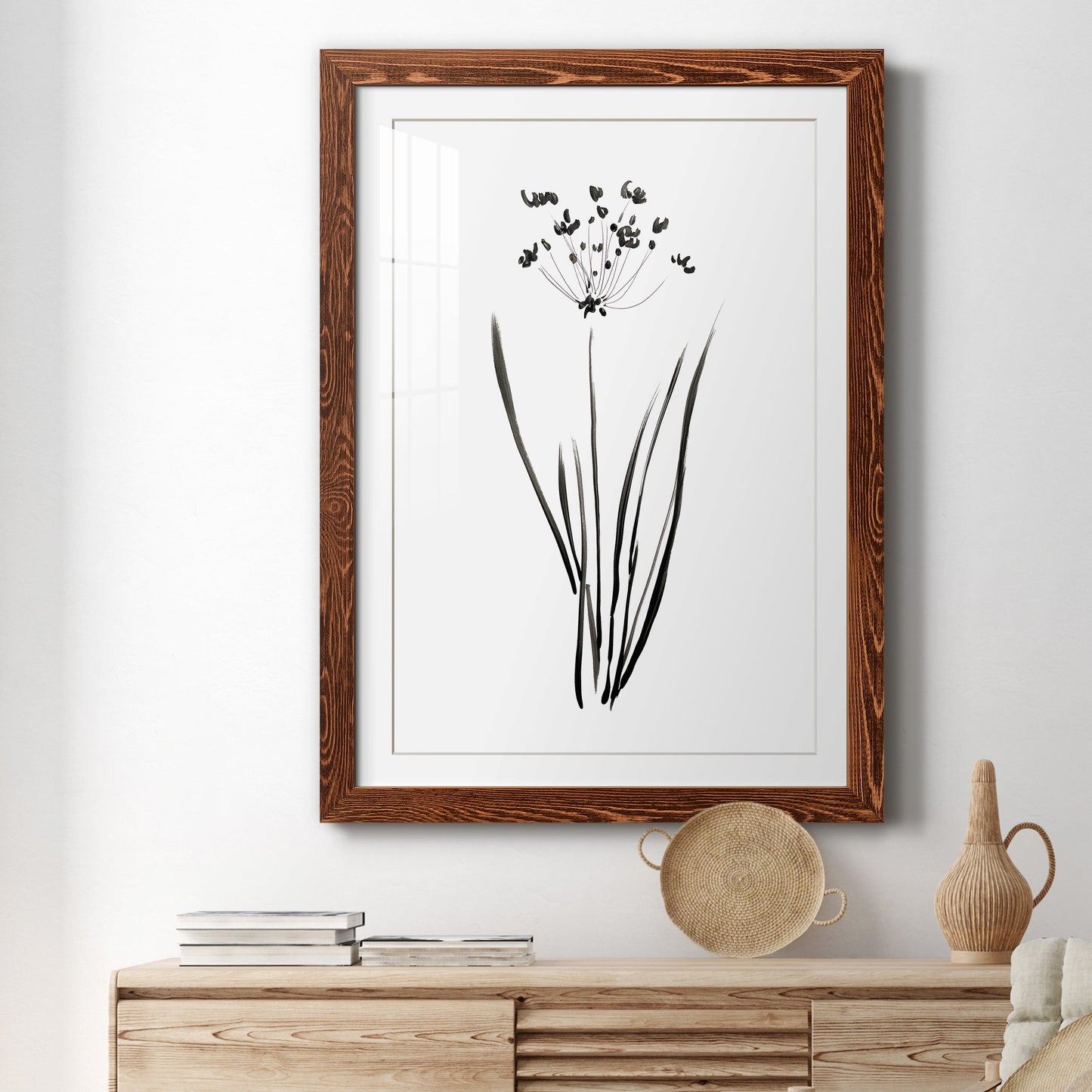 Inky Botanical II - Premium Framed Print - Distressed Barnwood Frame - Ready to Hang