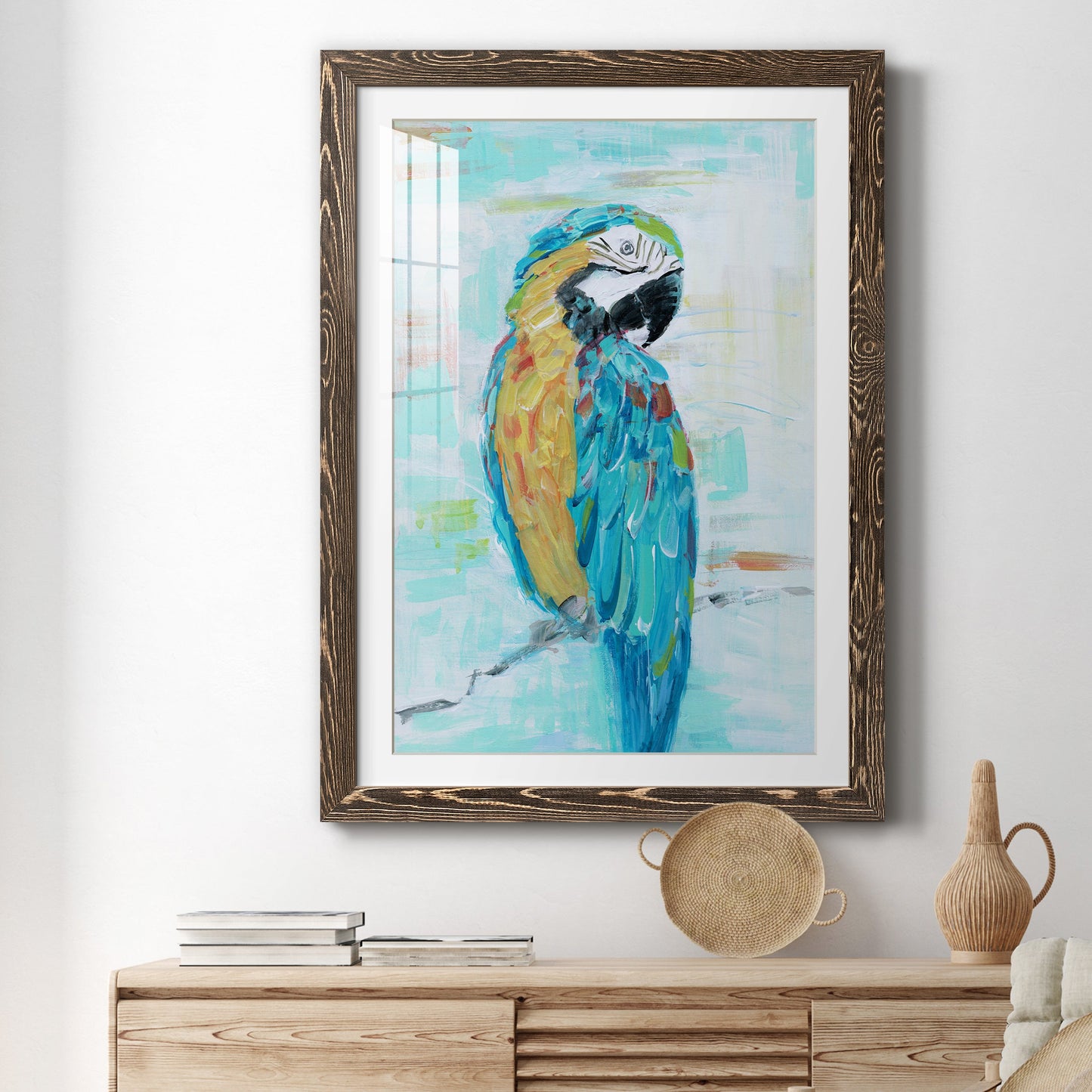 Island Parrot I - Premium Framed Print - Distressed Barnwood Frame - Ready to Hang