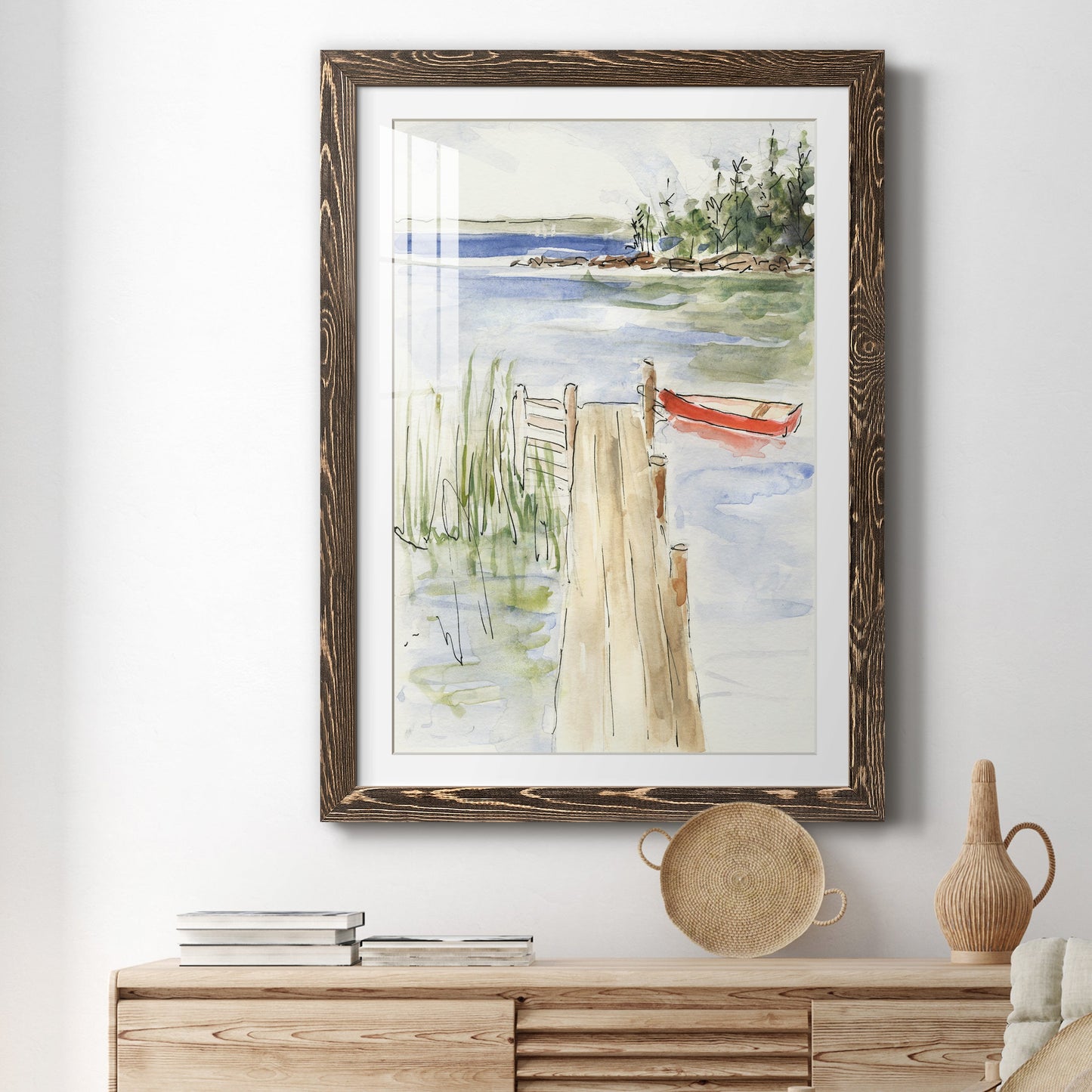 Sketchy Pier - Barnwood Framed Art Print