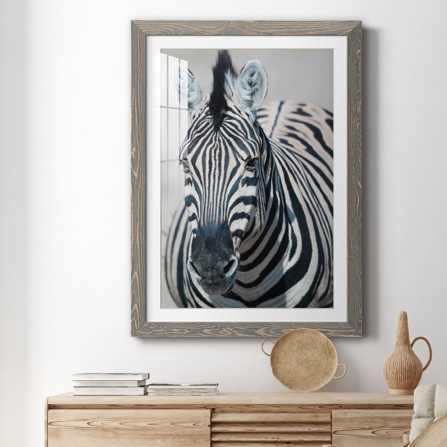 Namibia Zebra - Premium Framed Print - Distressed Barnwood Frame - Ready to Hang