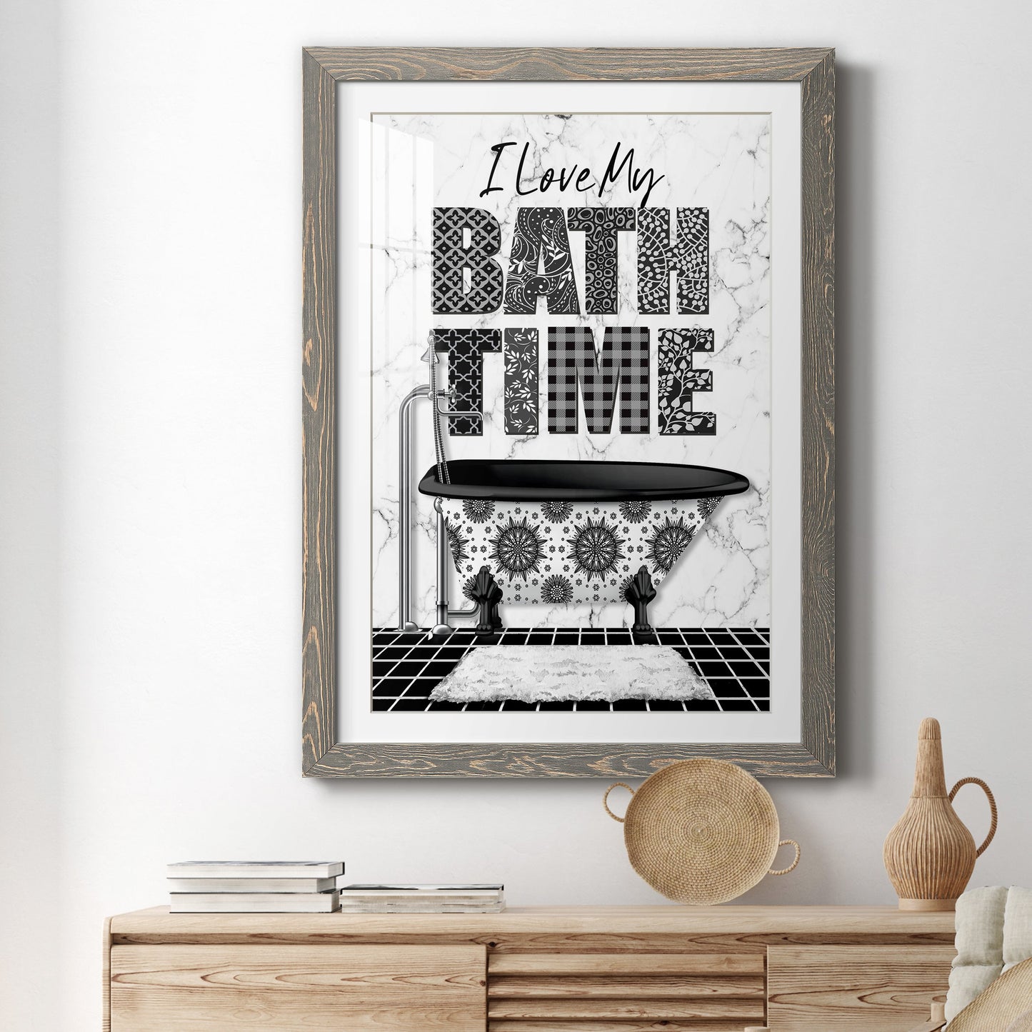 Bath Time - Premium Framed Print - Distressed Barnwood Frame - Ready to Hang